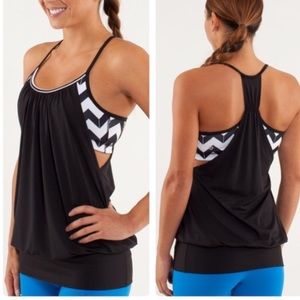 Lulu🍋 No Limits Tank Black Chevron Pink Teim sz 8